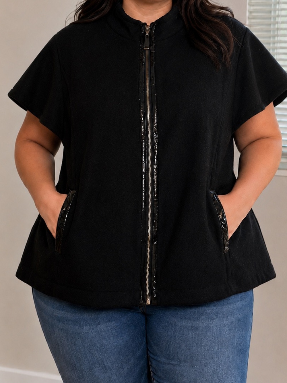 Live A Little 3X Black Wool Blend Cape Sleeve Jacket NWT